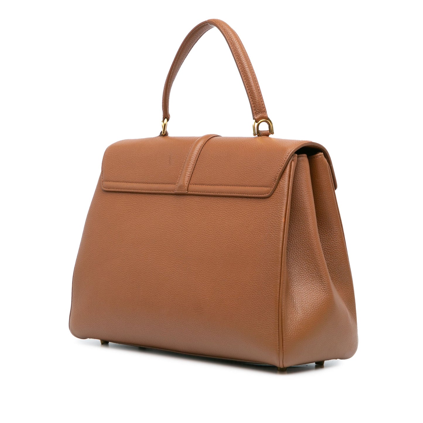 Second hand Céline 16 Medium Grained Calfskin Leather Top - handle Handbag Brown - Tabita Bags