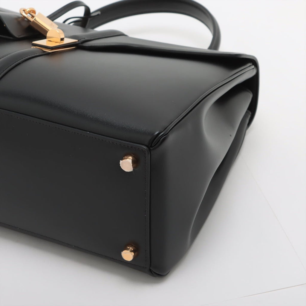 Second hand Céline 16 Seize Classique Shiny Calfskin Leather Top - handle Bag Black - Tabita Bags