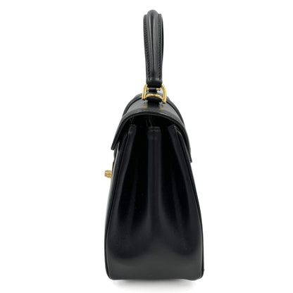 Second hand Céline 16 Seize Small Shiny Calfskin Leather Top - handle Handbag Black - Tabita Bags