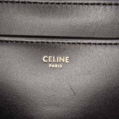Second hand Céline 16 Small Shiny Calfskin Leather Top - handle Handbag Black - Tabita Bags