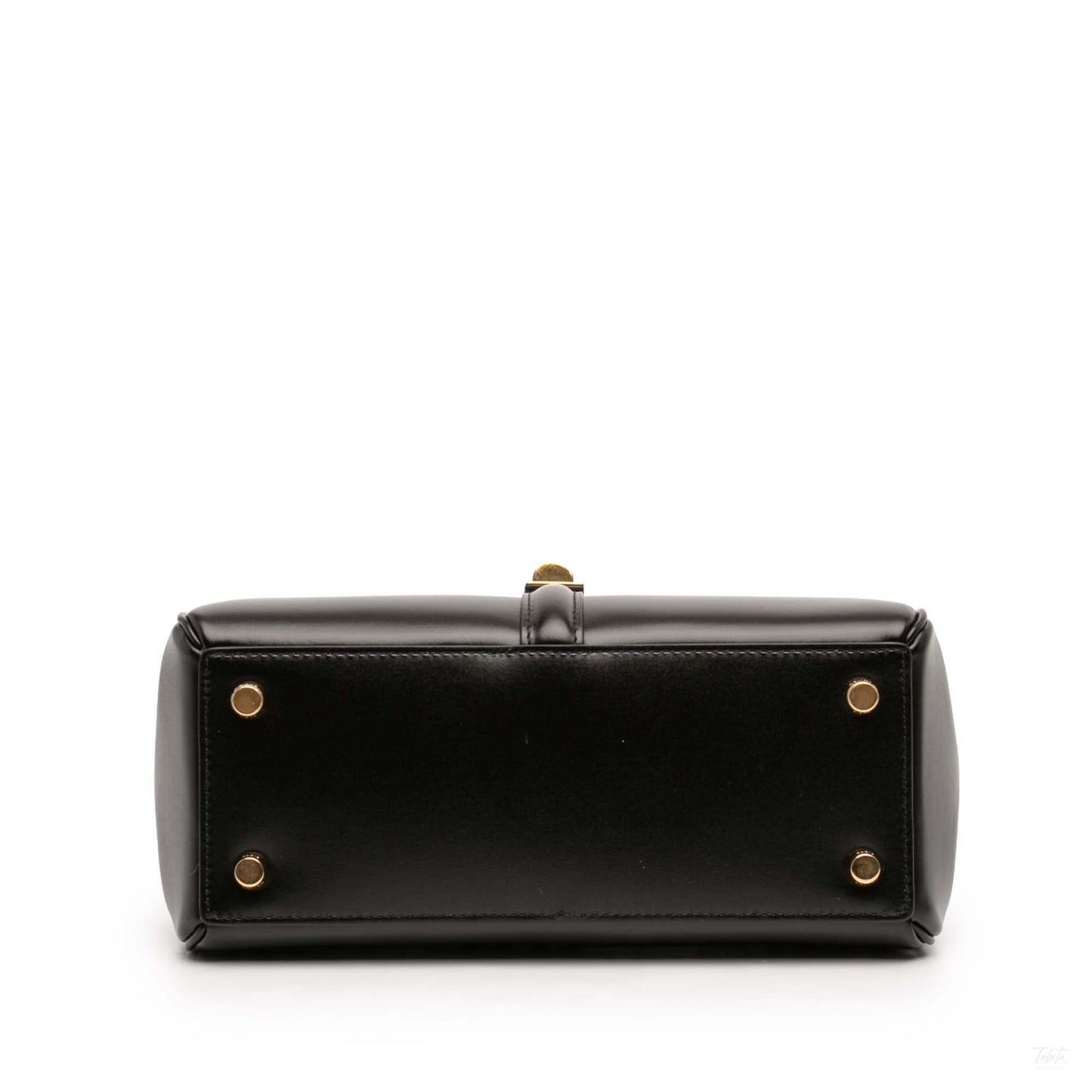 Second hand Céline 16 Small Shiny Calfskin Leather Top - handle Handbag Black - Tabita Bags