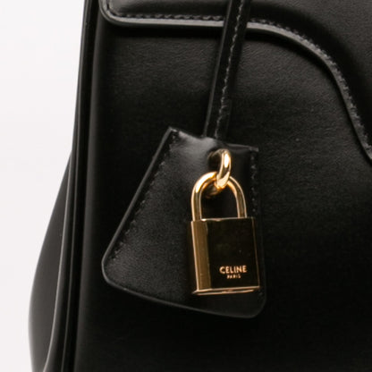 Second hand Céline 16 Small Shiny Calfskin Leather Top - handle Handbag Black - Tabita Bags