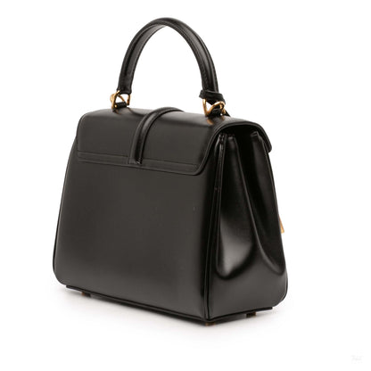 Second hand Céline 16 Small Shiny Calfskin Leather Top - handle Handbag Black - Tabita Bags