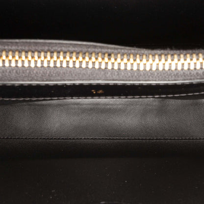 Second hand Céline 16 Small Shiny Calfskin Leather Top - handle Handbag Black - Tabita Bags