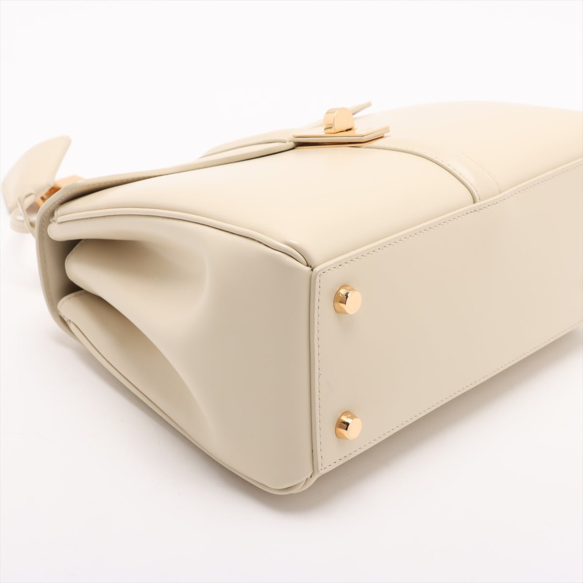 Second hand Céline 16 Small Shiny Calfskin Leather Top - Handle Handbag Rice - Tabita Bags