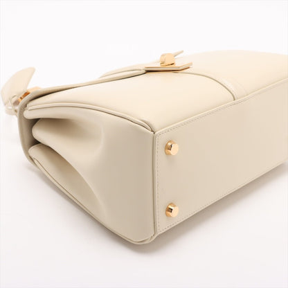 Second hand Céline 16 Small Shiny Calfskin Leather Top - Handle Handbag Rice - Tabita Bags