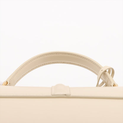 Second hand Céline 16 Small Shiny Calfskin Leather Top - Handle Handbag Rice - Tabita Bags