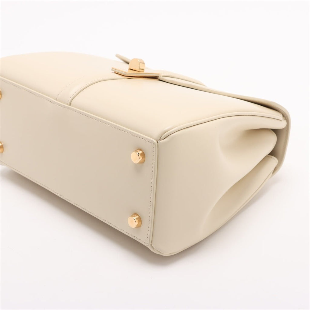 Second hand Céline 16 Small Shiny Calfskin Leather Top - Handle Handbag Rice - Tabita Bags