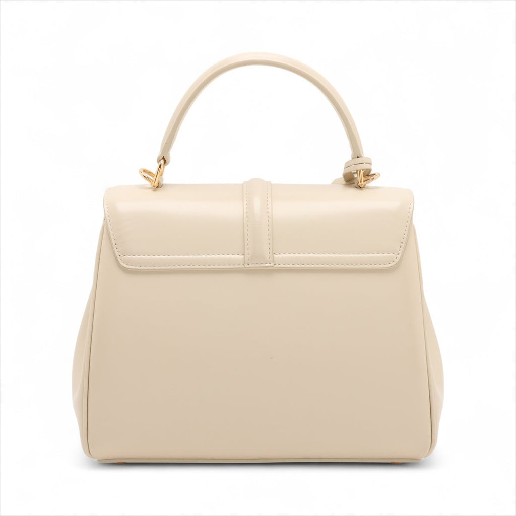 Second hand Céline 16 Small Shiny Calfskin Leather Top - Handle Handbag Rice - Tabita Bags