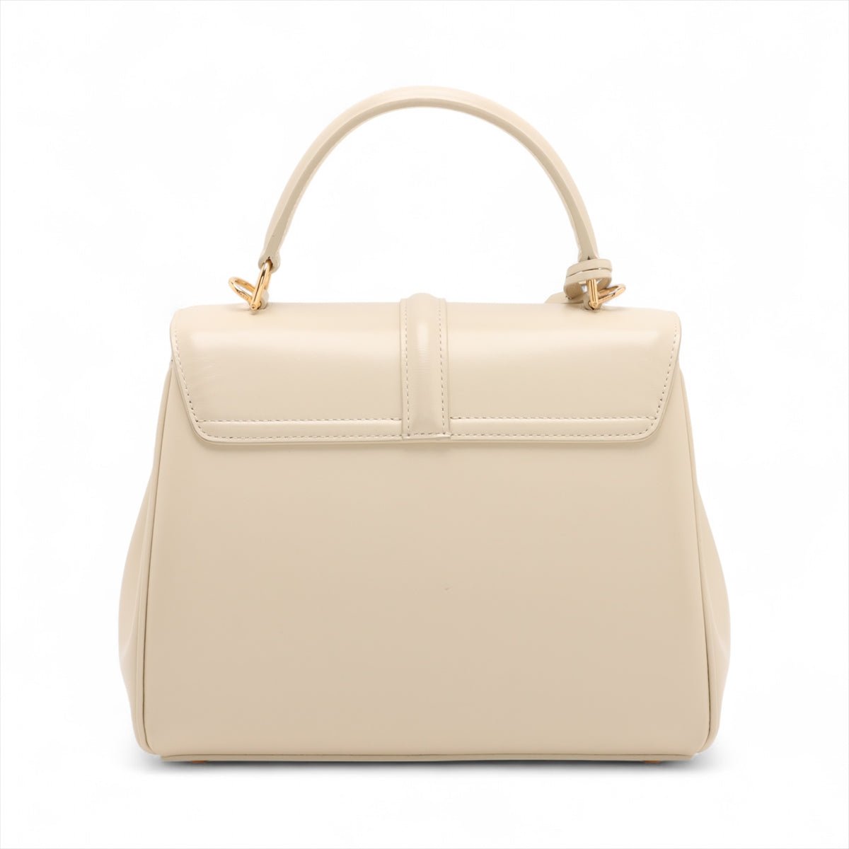 Second hand Céline 16 Small Shiny Calfskin Leather Top - Handle Handbag Rice - Tabita Bags