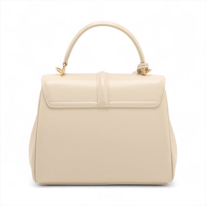 Second hand Céline 16 Small Shiny Calfskin Leather Top - Handle Handbag Rice - Tabita Bags