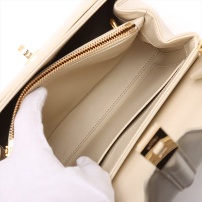 Second hand Céline 16 Small Shiny Calfskin Leather Top - Handle Handbag Rice - Tabita Bags