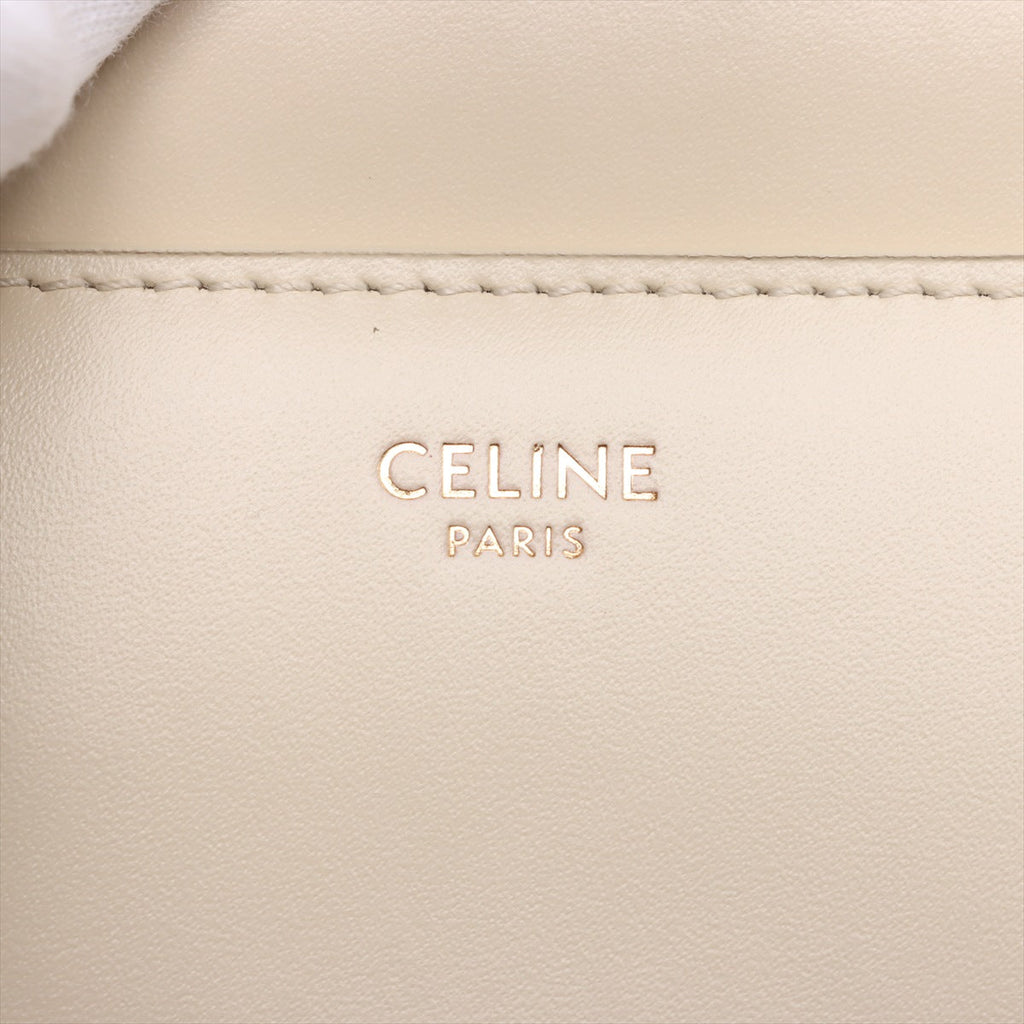 Second hand Céline 16 Small Shiny Calfskin Leather Top - Handle Handbag Rice - Tabita Bags