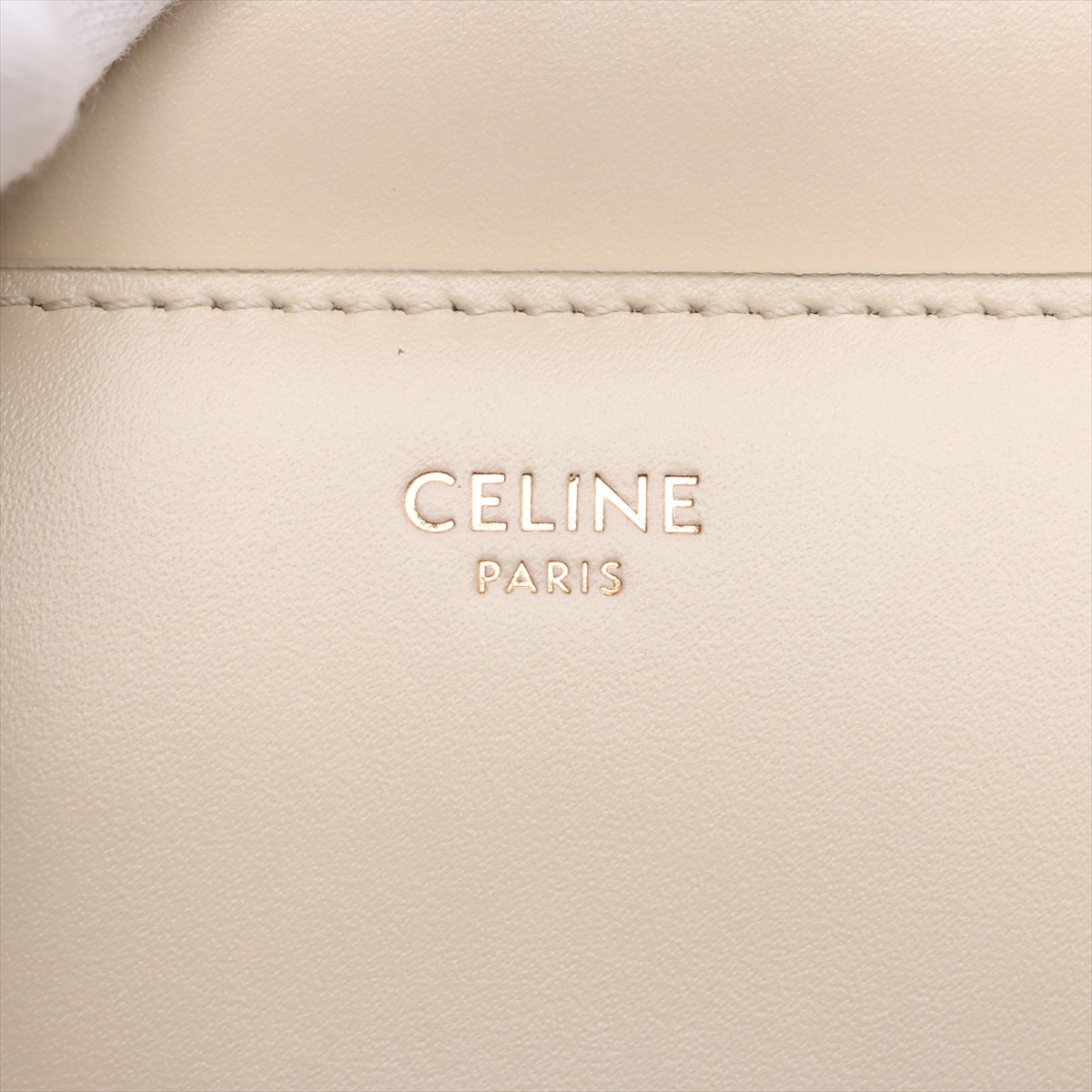 Second hand Céline 16 Small Shiny Calfskin Leather Top - Handle Handbag Rice - Tabita Bags