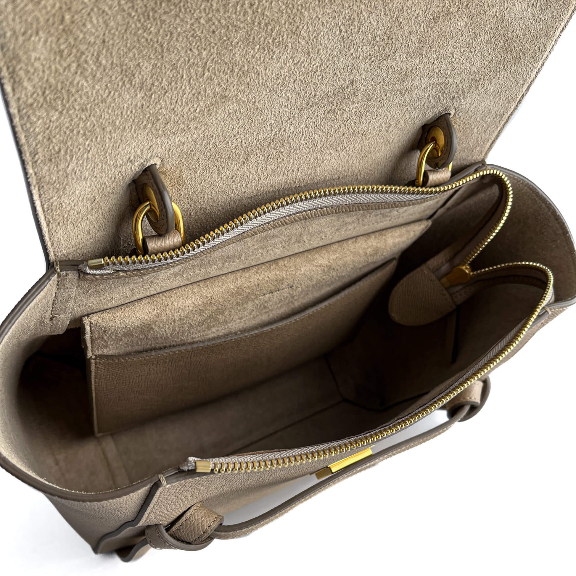 Second hand Céline Belt Bag Micro Grained Calfskin Leather 3 - Ways Tote Bag Beige - Tabita Bags