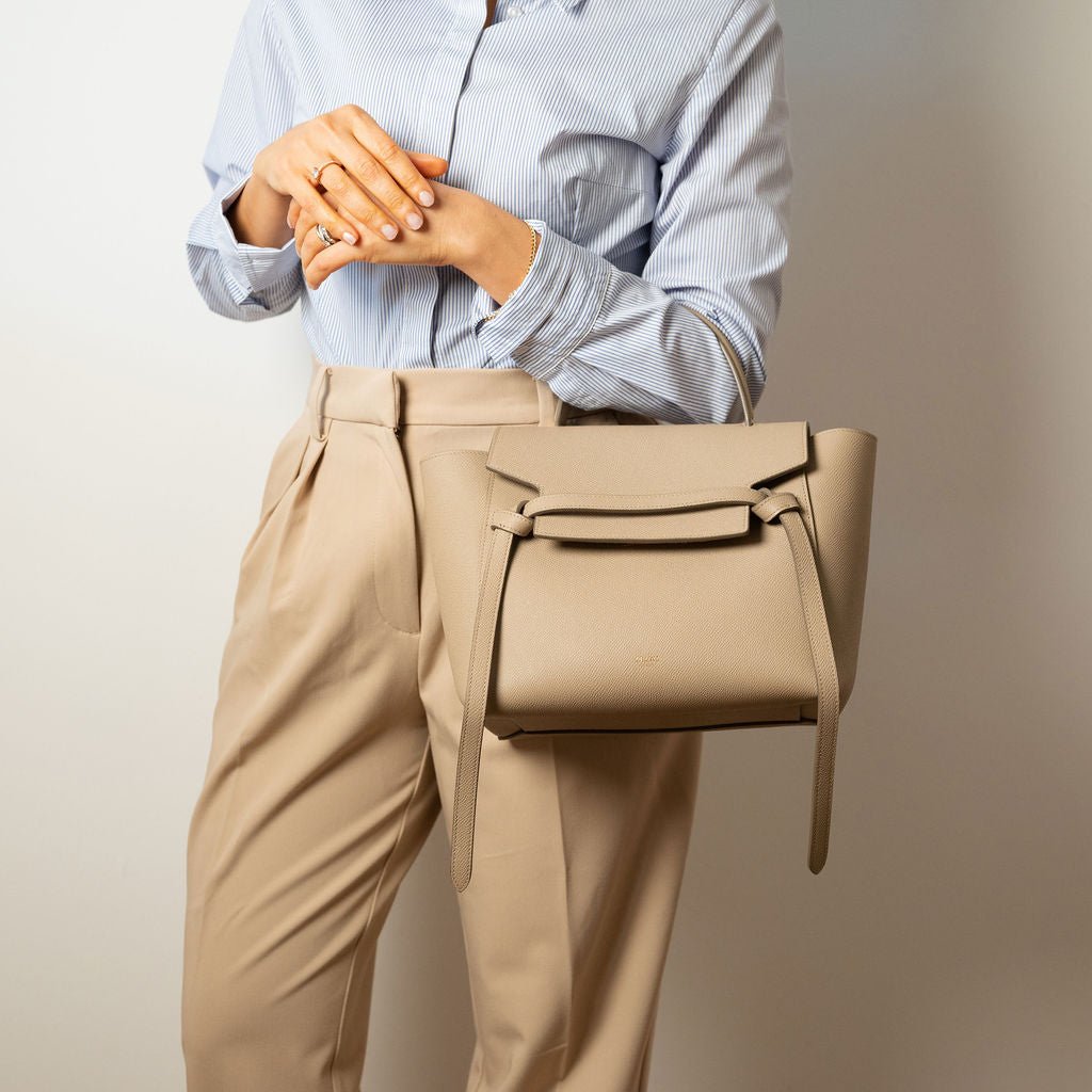 Second hand Céline Belt Bag Micro Grained Calfskin Leather 3 - Ways Tote Bag Beige - Tabita Bags
