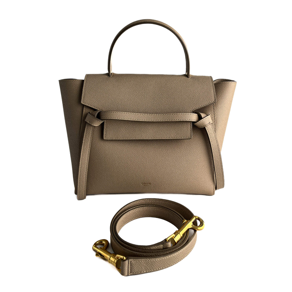 Second hand Céline Belt Bag Micro Grained Calfskin Leather 3 - Ways Tote Bag Beige - Tabita Bags