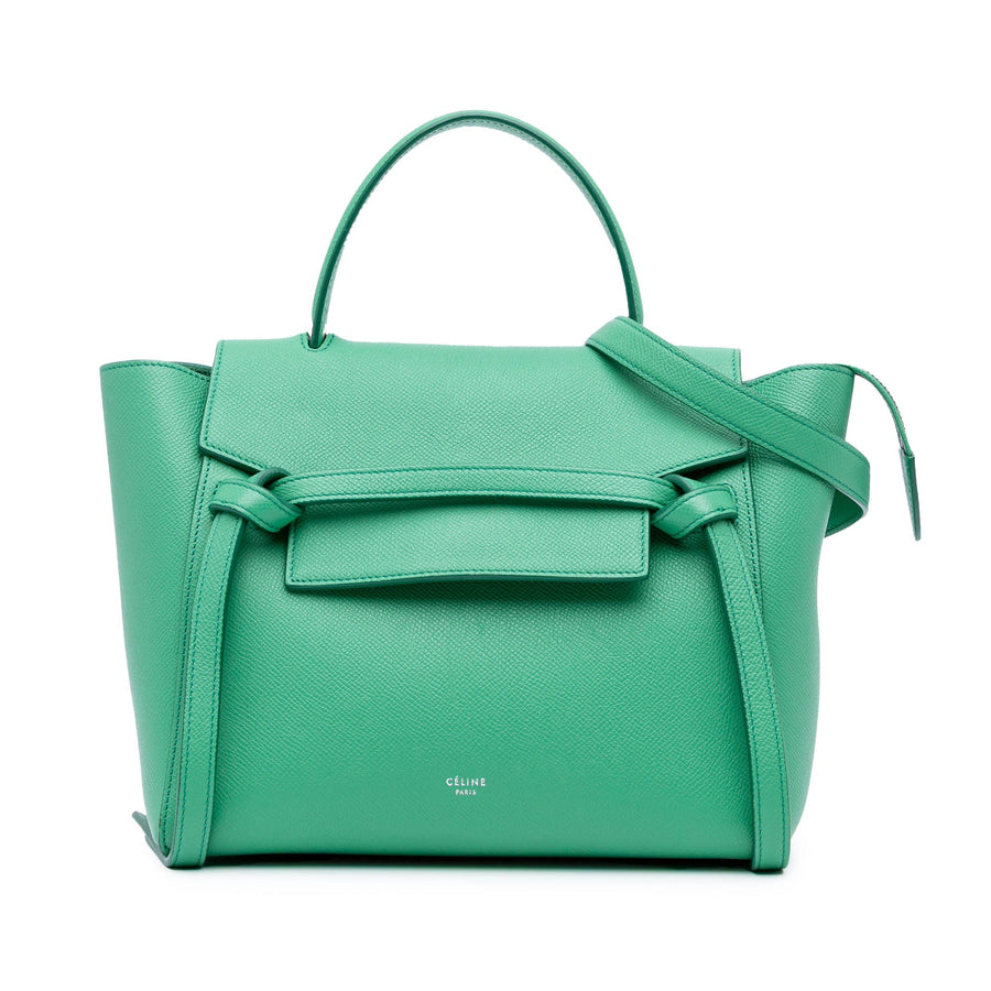 Second hand Céline Belt Bag Micro Grained Calfskin Leather 3 - Ways Tote Bag Green - Tabita Bags