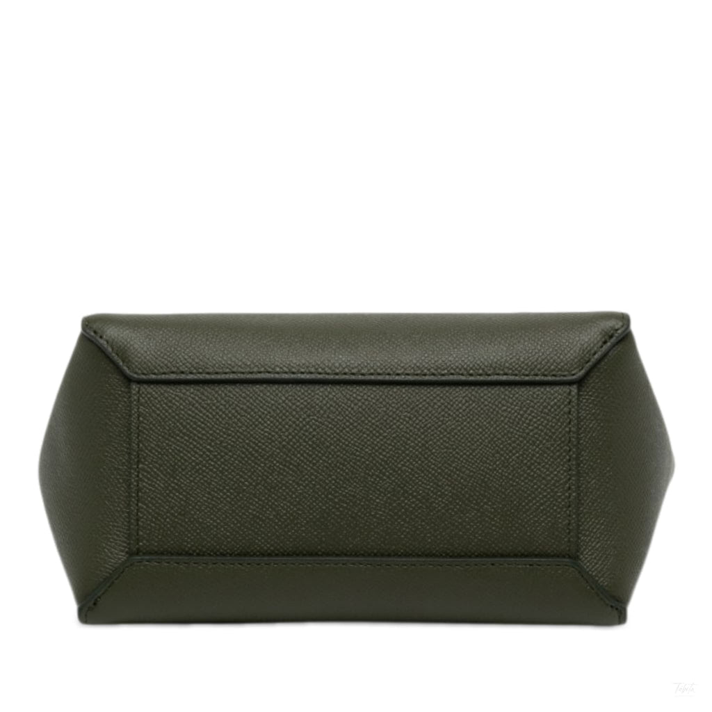 Second hand Céline Belt Bag Micro Grained Calfskin Leather 3-Ways Tote Bag Green - Tabita Bags