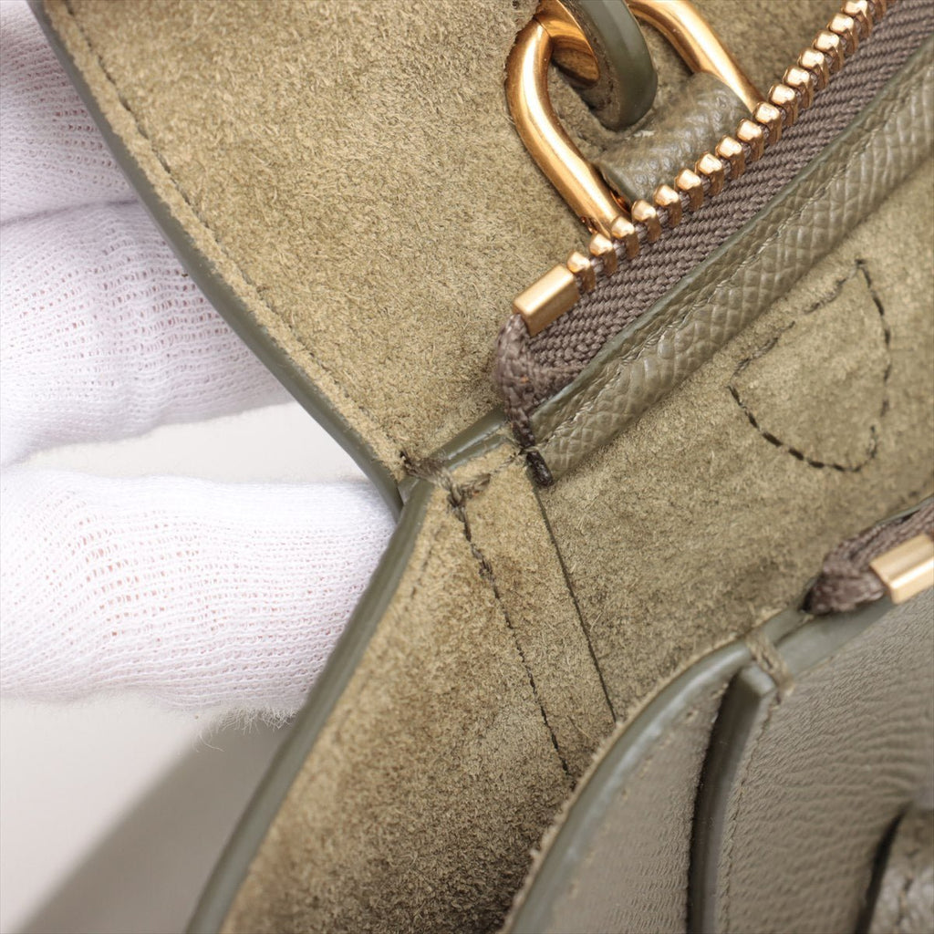 Second hand Céline Belt Bag Micro Grained Calfskin Leather 3 - Ways Tote Bag Military Green - Tabita Bags