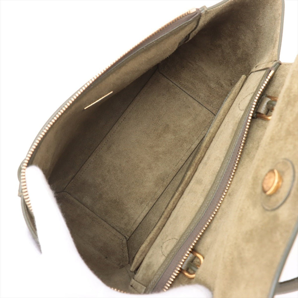 Second hand Céline Belt Bag Micro Grained Calfskin Leather 3 - Ways Tote Bag Military Green - Tabita Bags
