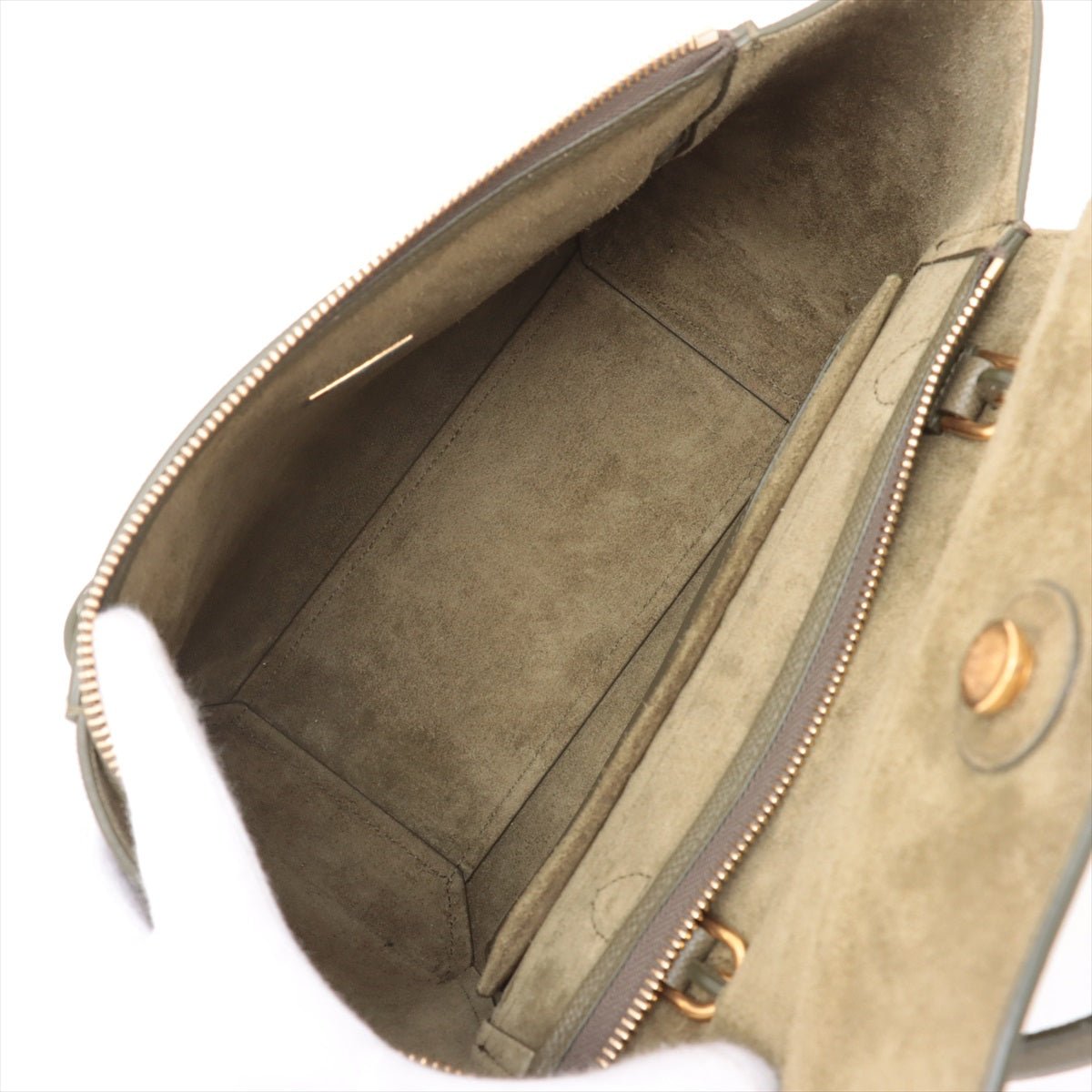 Second hand Céline Belt Bag Micro Grained Calfskin Leather 3 - Ways Tote Bag Military Green - Tabita Bags