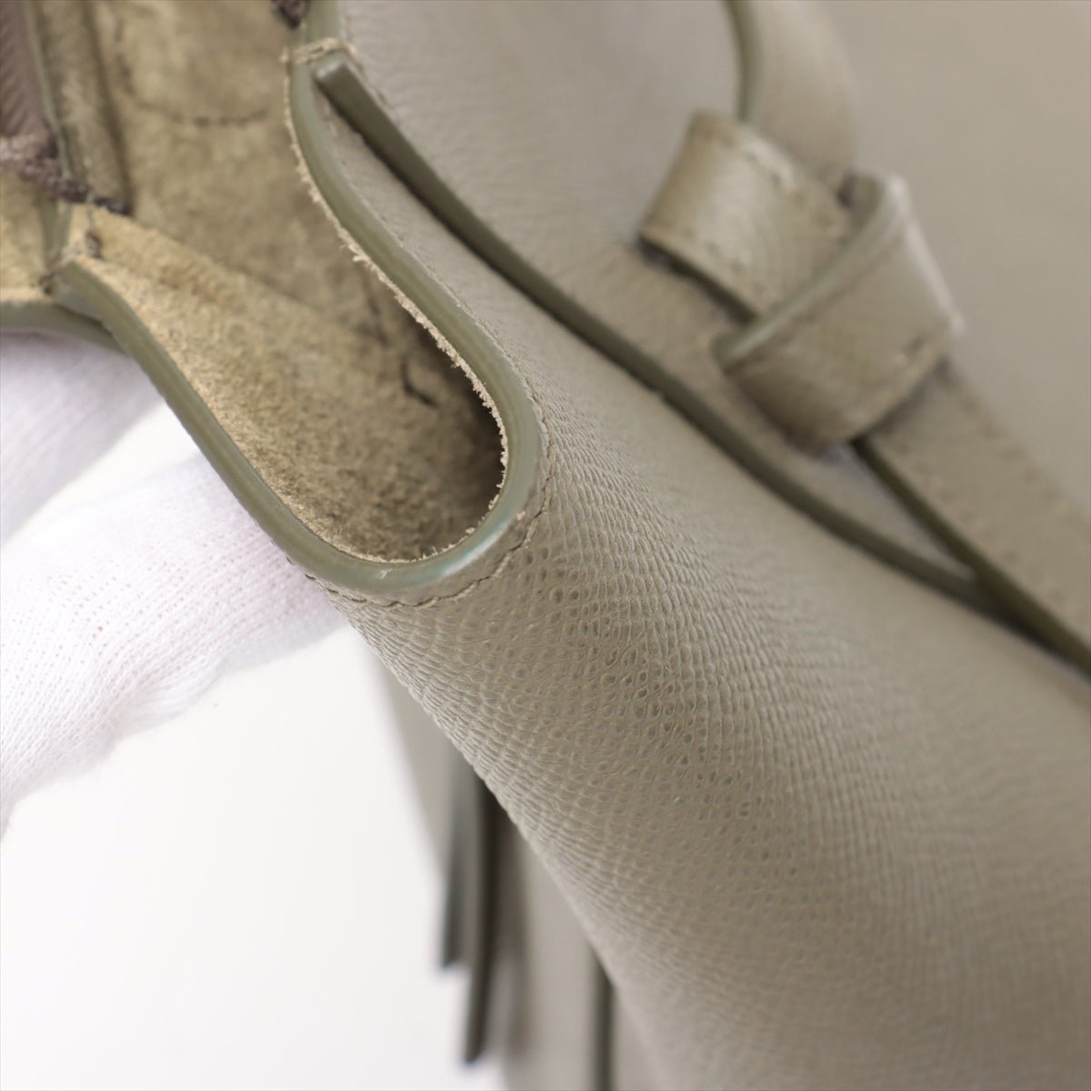Second hand Céline Belt Bag Micro Grained Calfskin Leather 3 - Ways Tote Bag Military Green - Tabita Bags