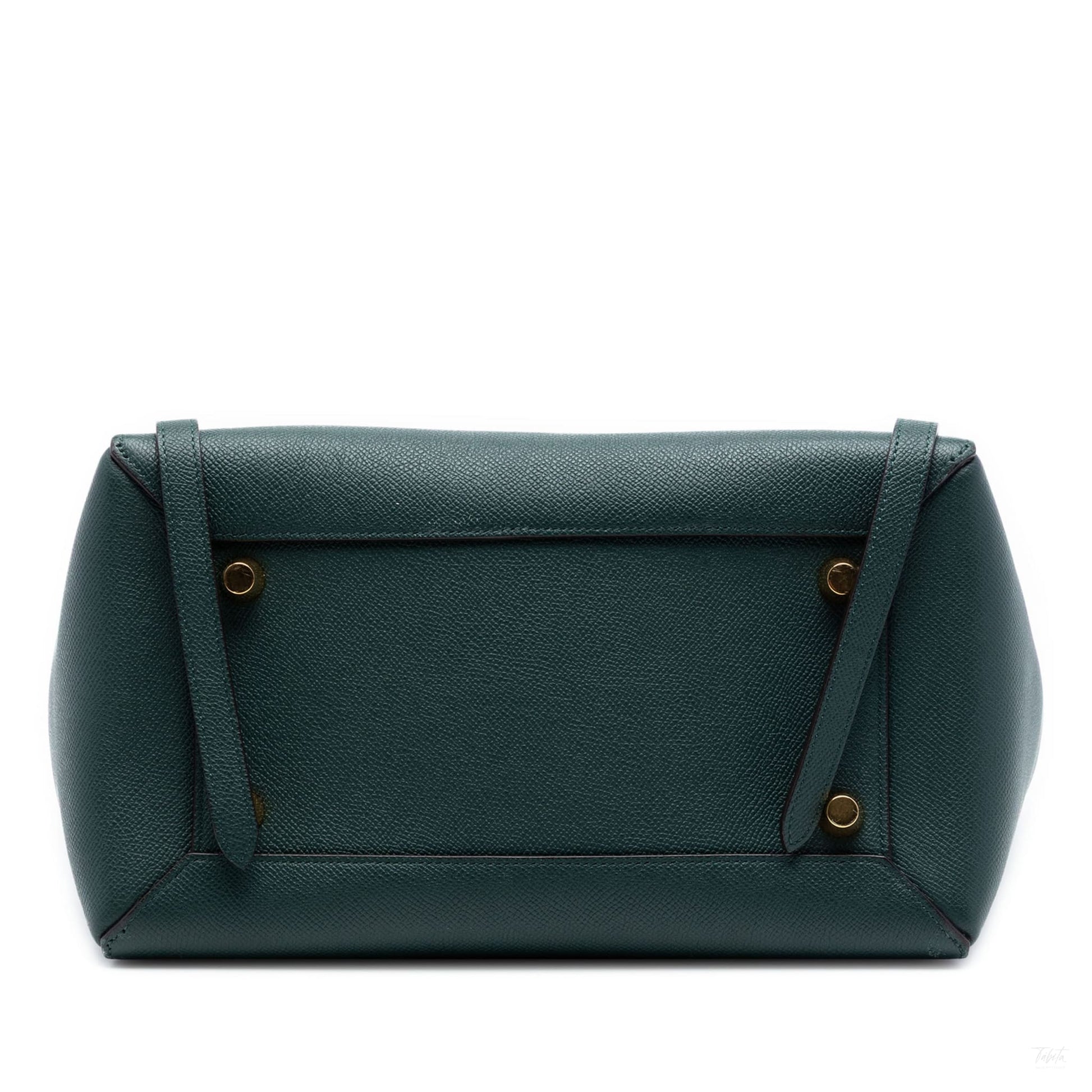 Second hand Céline Belt Bag Mini Grained Calfskin Leather Tote Handbag Green - Tabita Bags