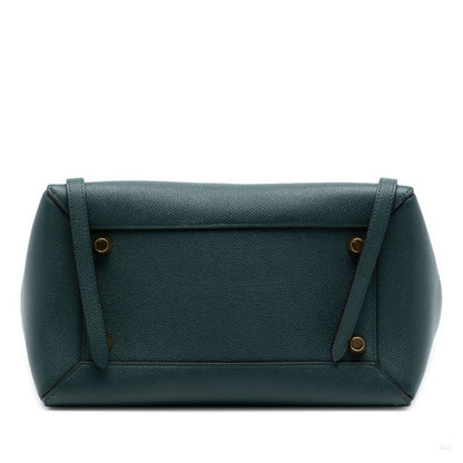 Second hand Céline Belt Bag Mini Grained Calfskin Leather Tote Handbag Green - Tabita Bags