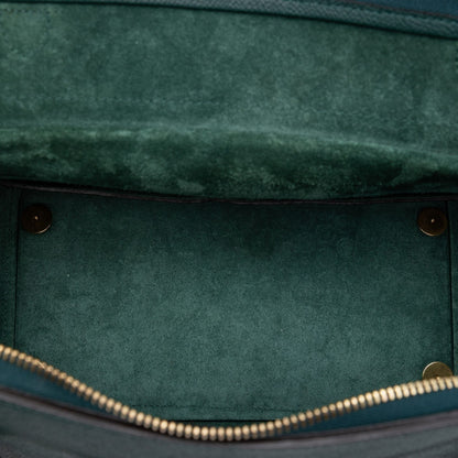 Second hand Céline Belt Bag Mini Grained Calfskin Leather Tote Handbag Green - Tabita Bags