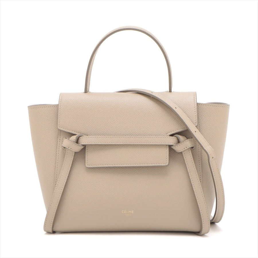 Second hand Céline Belt Bag Nano Grained Calfskin Leather 3 - Ways Tote Bag Beige - Tabita Bags