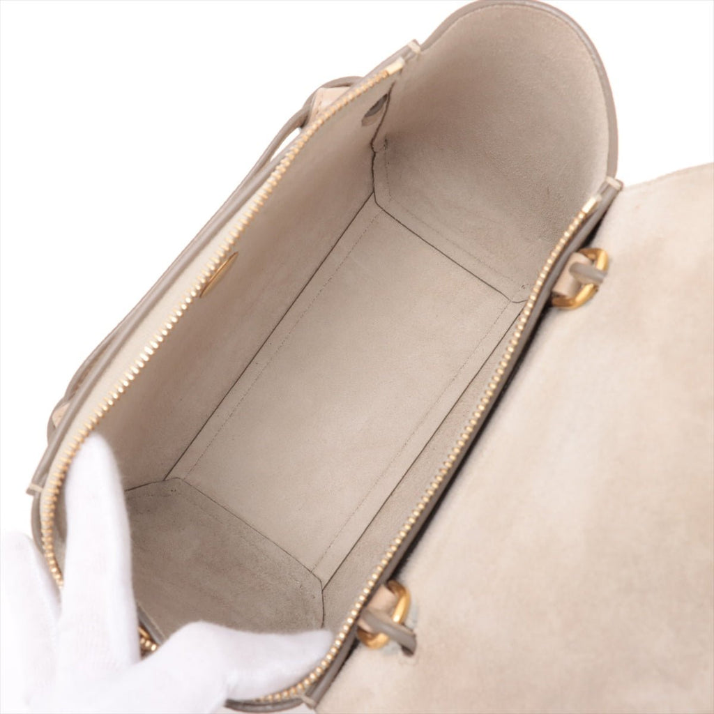 Second hand Céline Belt Bag Nano Grained Calfskin Leather 3 - Ways Tote Bag Check Beige - Tabita Bags