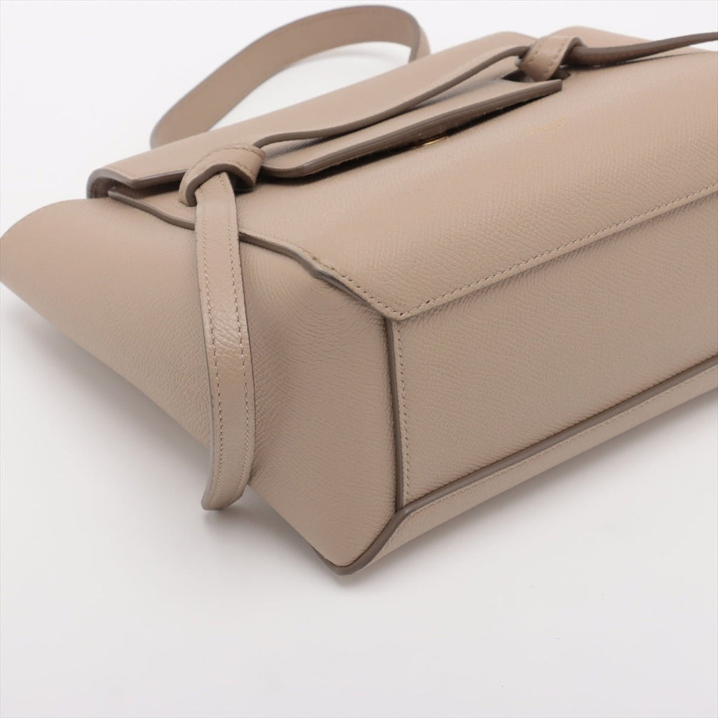Second hand Céline Belt Bag Nano Grained Calfskin Leather 3 - Ways Tote Bag Check Beige - Tabita Bags