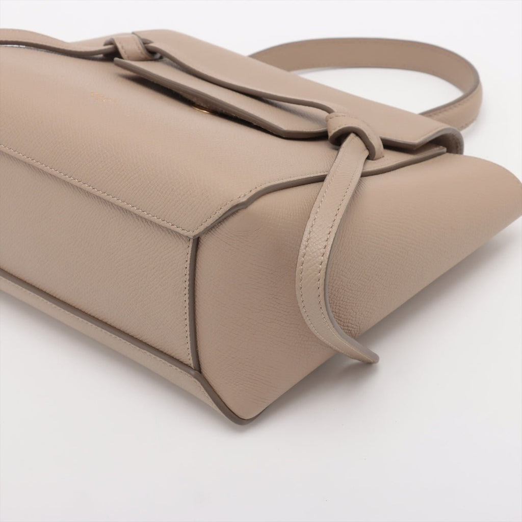 Second hand Céline Belt Bag Nano Grained Calfskin Leather 3 - Ways Tote Bag Check Beige - Tabita Bags