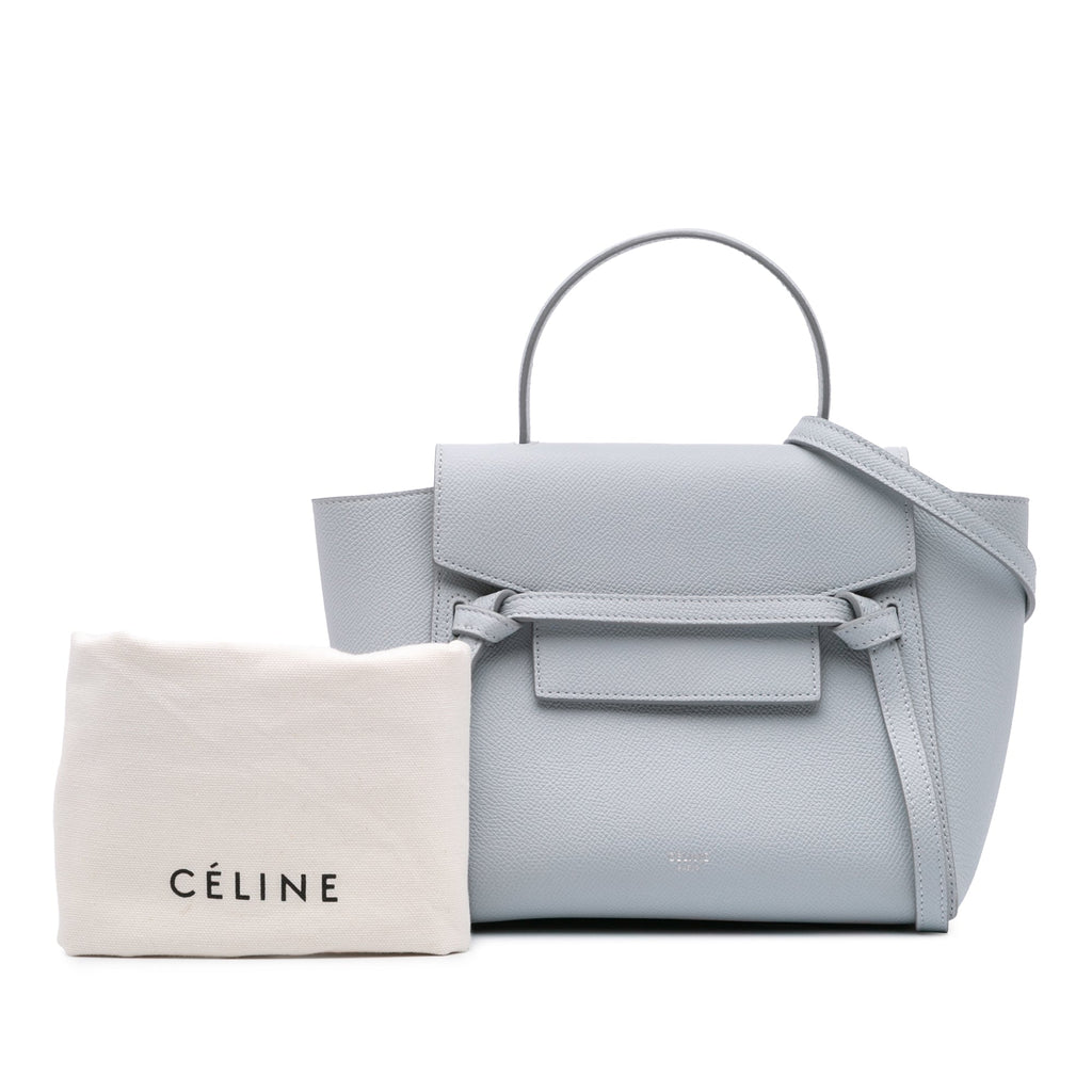 Second hand Céline Belt Bag Nano Grained Calfskin Leather 3 - Ways Tote Bag Grey - Tabita Bags