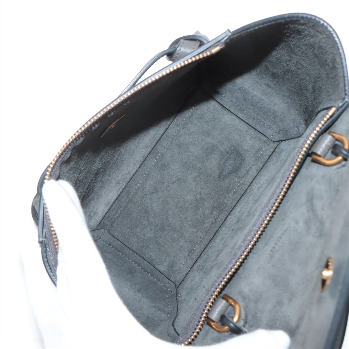 Second hand Céline Belt Bag Nano Grained Calfskin Leather 3 - Ways Tote Bag Grey - Tabita Bags