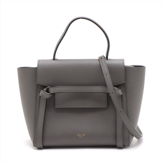 Second hand Céline Belt Bag Nano Grained Calfskin Leather 3 - Ways Tote Bag Grey - Tabita Bags