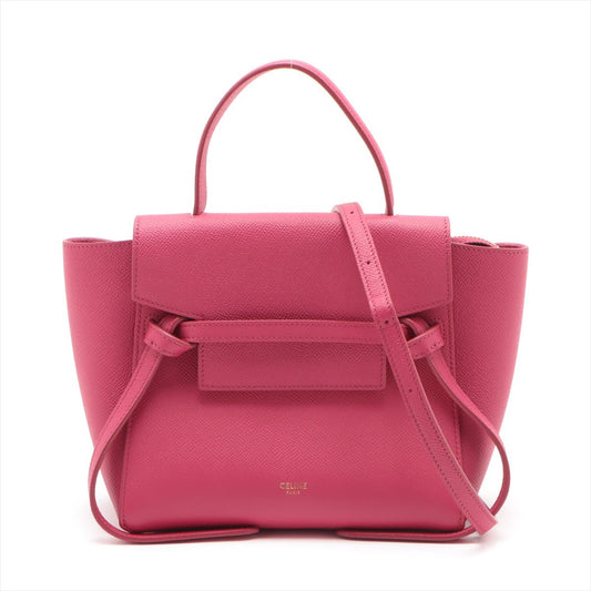 Second hand Céline Belt Bag Nano Grained Calfskin Leather 3 - Ways Tote Bag Pink - Tabita Bags