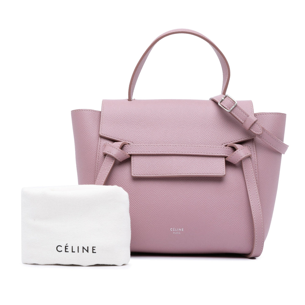 Second hand Céline Belt Bag Nano Grained Calfskin Leather 3 - Ways Tote Bag Pink - Tabita Bags