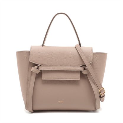 Second hand Céline Belt Bag Nano Grained Calfskin Leather 3-Ways Tote Bag Taupe - Tabita Bags