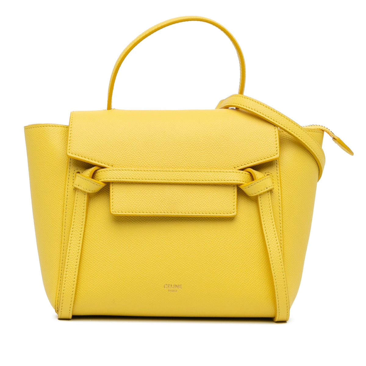 Second hand Céline Belt Bag Nano Grained Calfskin Leather 3 - Ways Tote Bag Yellow - Tabita Bags