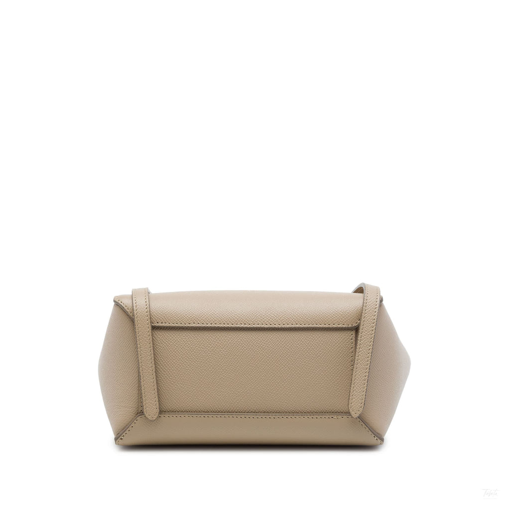 Second hand Céline Belt Bag Nano Grained Calfskin Leather Tote Handbag Beige - Tabita Bags