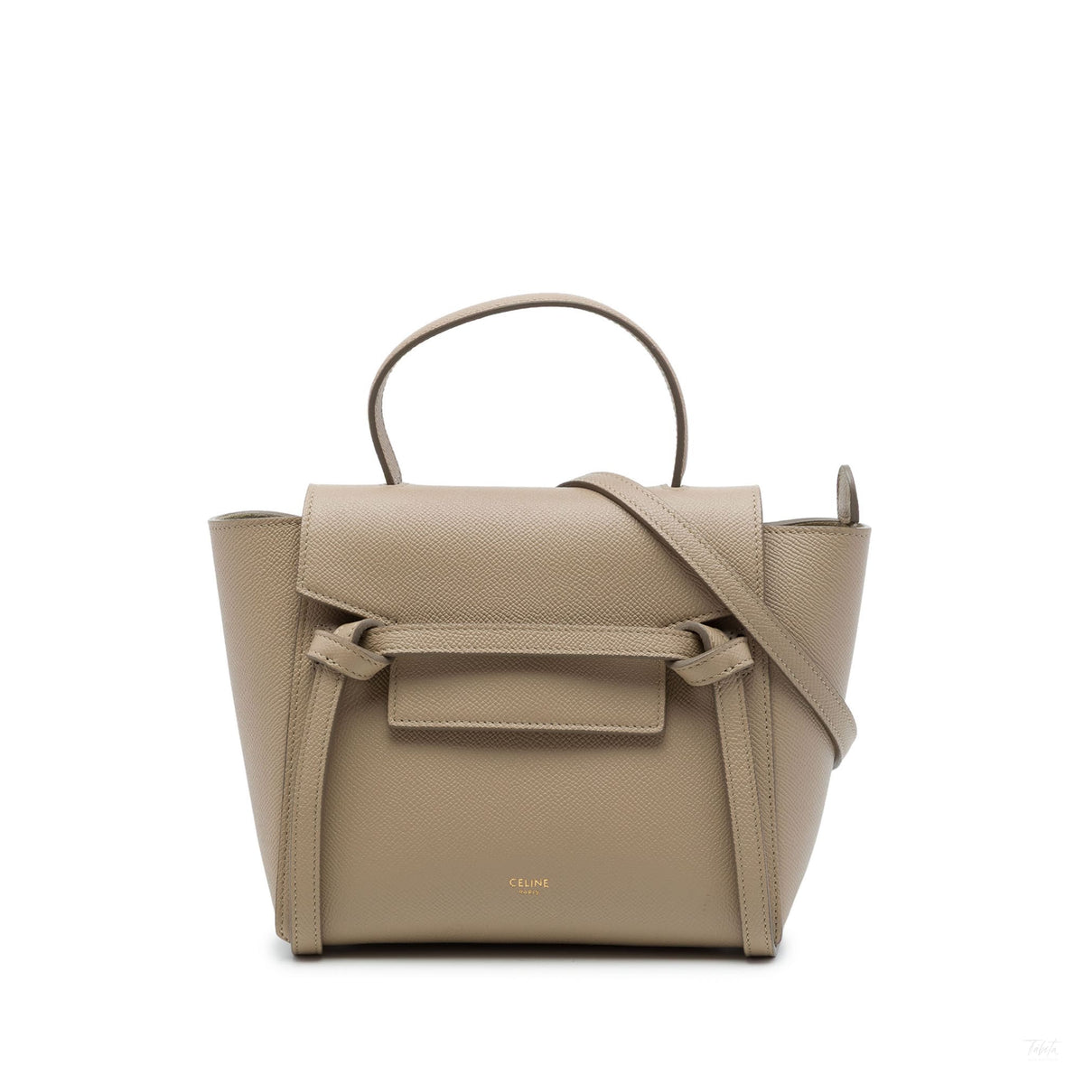 Second hand Céline Belt Bag Nano Grained Calfskin Leather Tote Handbag Beige - Tabita Bags