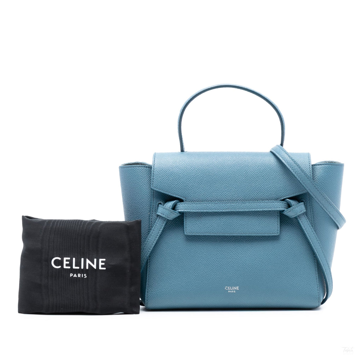 Second hand Céline Belt Bag Nano Grained Calfskin Leather Tote Handbag Blue - Tabita Bags