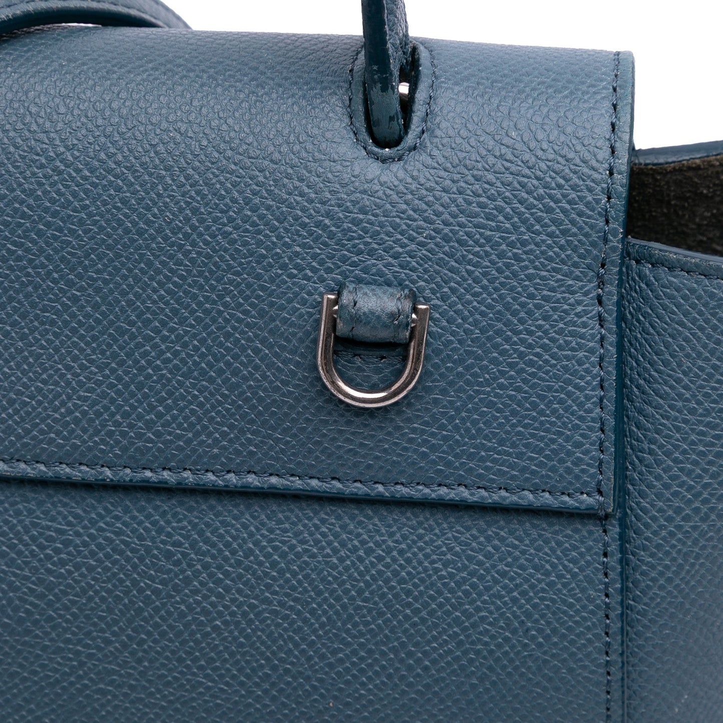 Second hand Céline Belt Bag Nano Grained Calfskin Leather Tote Handbag Blue - Tabita Bags