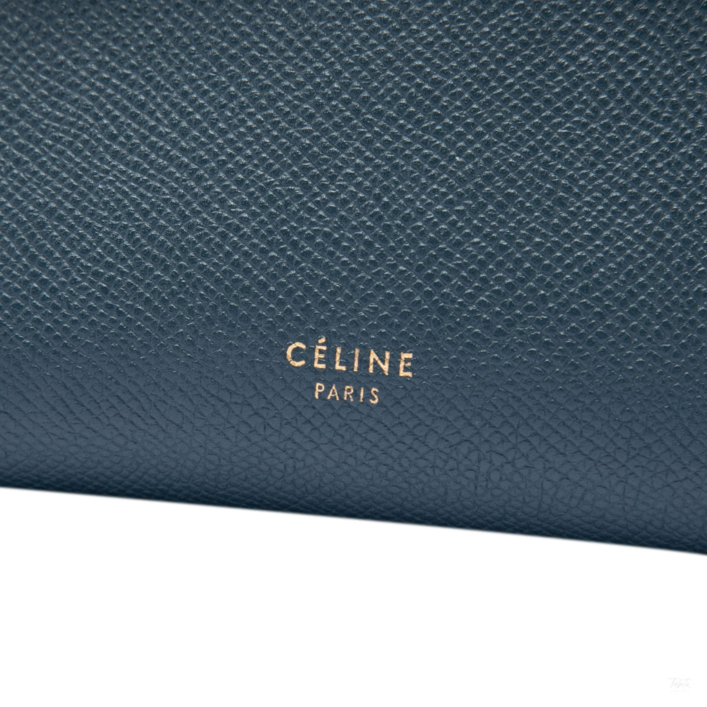 Second hand Céline Belt Bag Nano Grained Calfskin Leather Tote Handbag Blue - Tabita Bags
