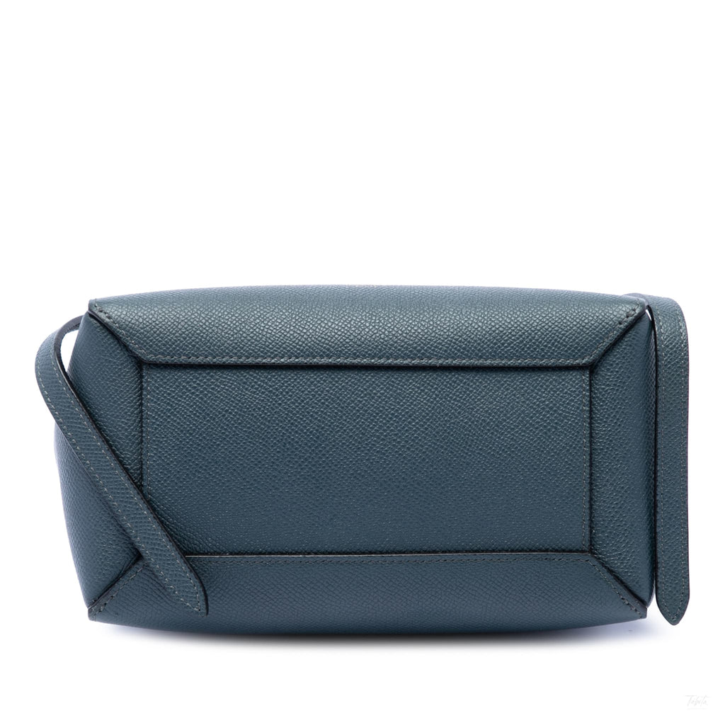 Second hand Céline Belt Bag Nano Grained Calfskin Leather Tote Handbag Blue - Tabita Bags