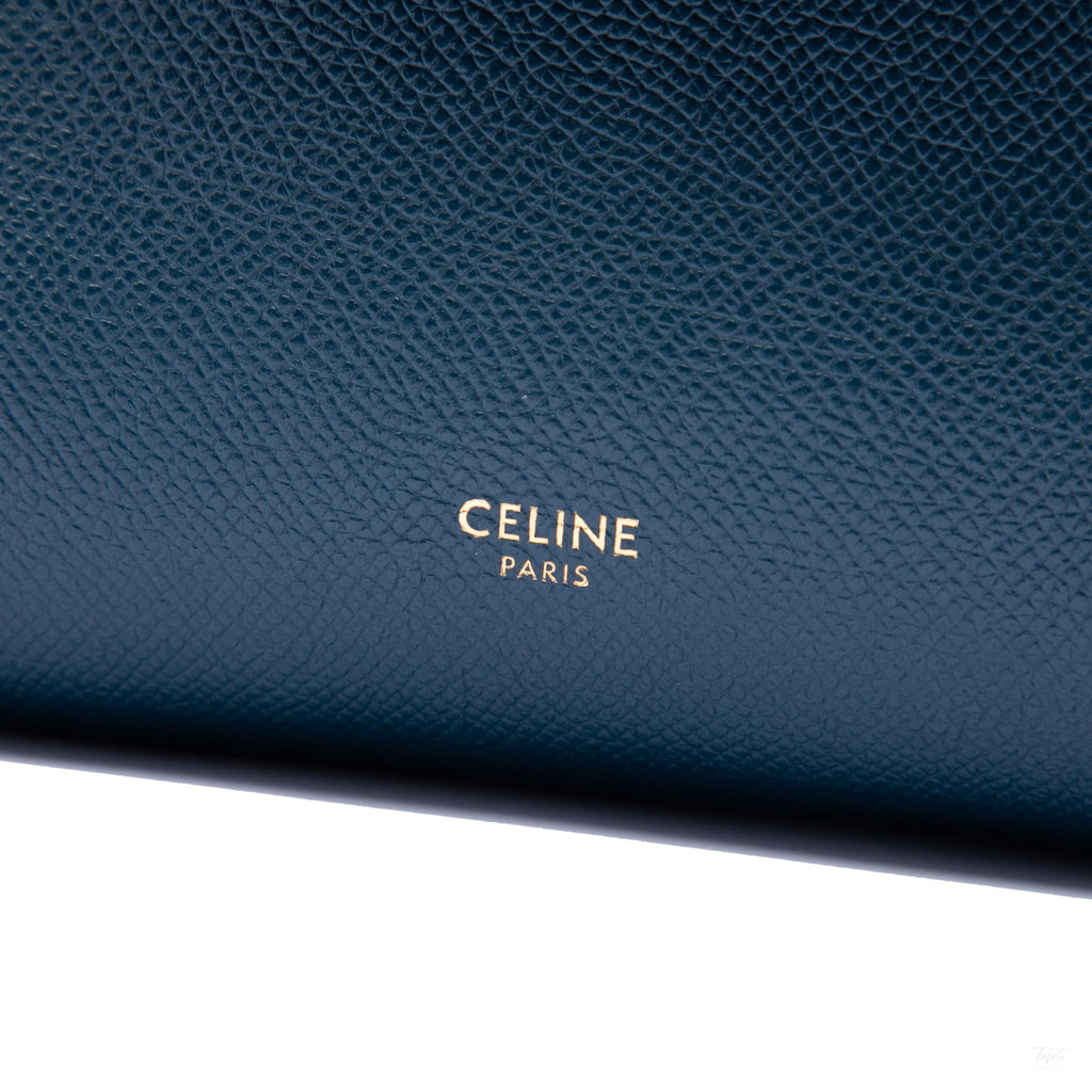 Second hand Céline Belt Bag Nano Grained Calfskin Leather Tote Handbag Blue - Tabita Bags