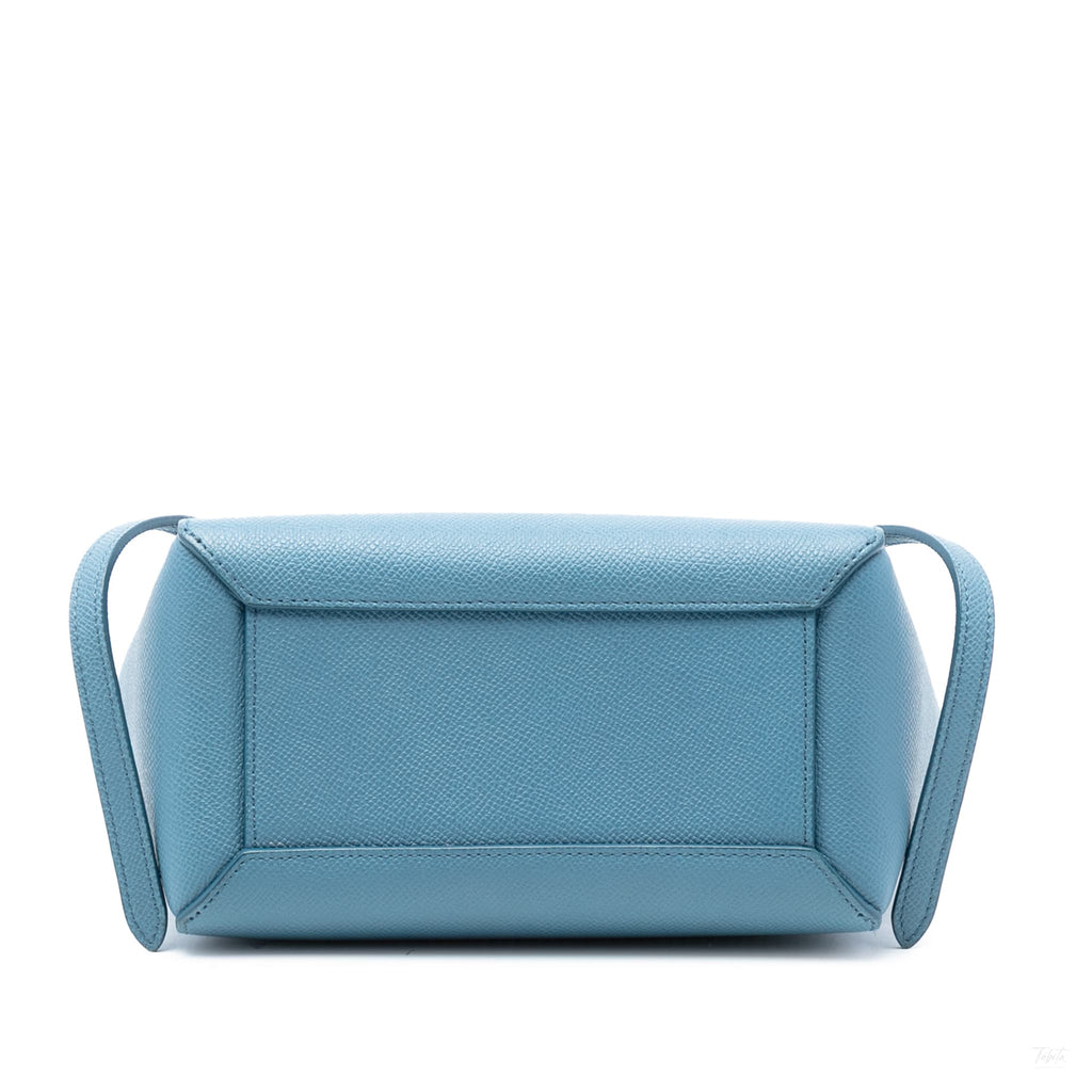 Second hand Céline Belt Bag Nano Grained Calfskin Leather Tote Handbag Blue - Tabita Bags