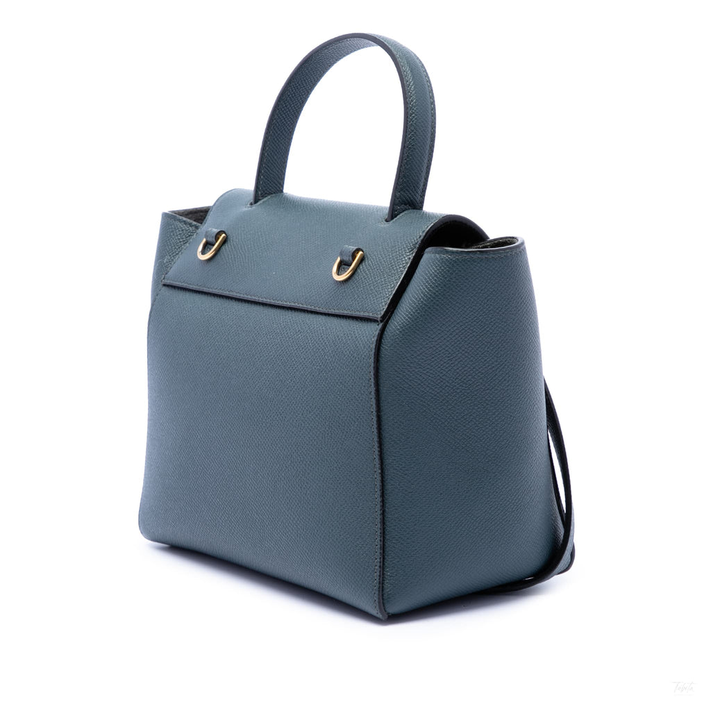 Second hand Céline Belt Bag Nano Grained Calfskin Leather Tote Handbag Blue - Tabita Bags